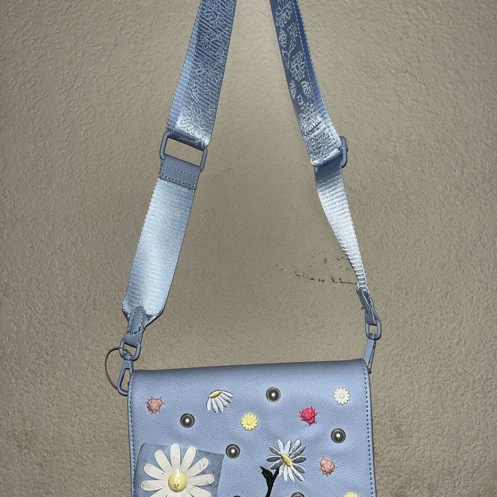 NWTs Betsey Johnson Floral Embellished Blue Crossbody Bag